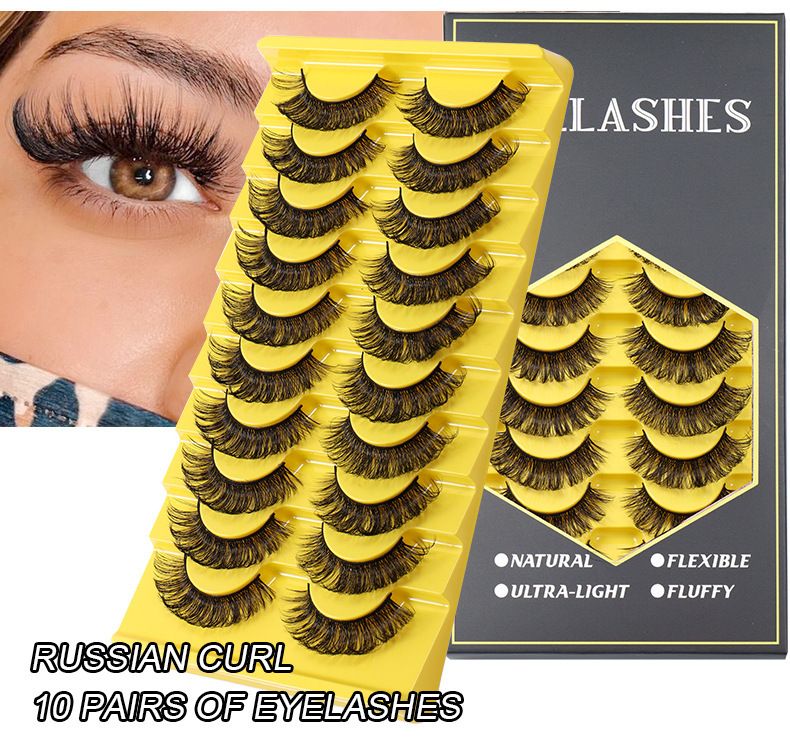 New 10 Pairs Of Boxed False Eyelashes Natural Soft Thick Eyelashes Artificial Chemical Fiber Eyelashes_voghion.com