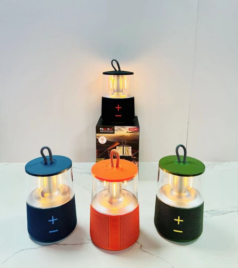 Nuovo PTH-60 Outdoor Camping Light Bluetooth Speaker Bass Cannon Home Desktop Multi funzionale LED Desk Lamp Sound System_voghion.com