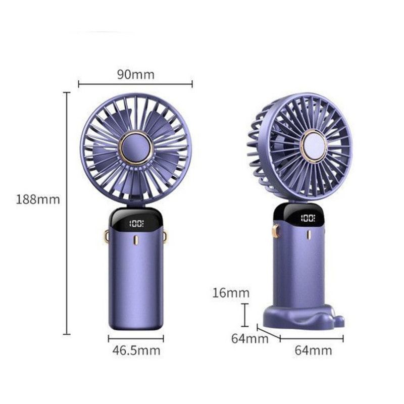 High Power Handheld Fan For Dormitory Office Ultra Quiet Long USB Mini Foldable Portable Silent Plastic Steel Line_voghion.com