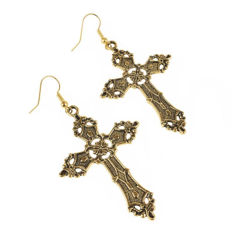 Unisex snygga vintage korsörhängen_voghion.com