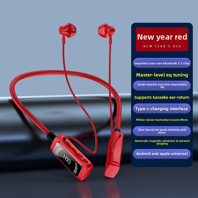 Big Order Patent Private Model Hot-Selling Neck-Hanging Wireless Bluetooth With Digital Display And Long Standby Time_voghion.com