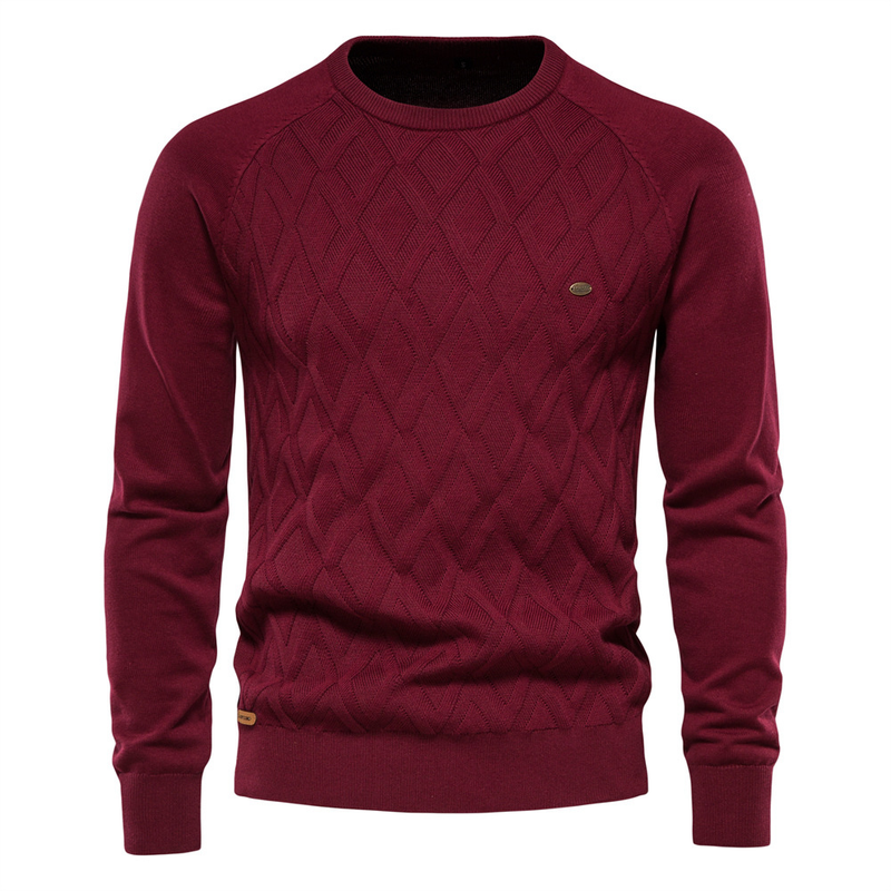Autumn And Winter New Pure Cotton Men's Sweater Men's Sweater Pullover Solid Color Knitted Sweater Men_voghion.com