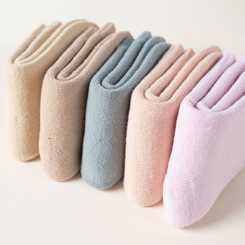 New winter socks for women, thickened brushed warm socks, mid tube socks, ladies' confinement socks, floor towel socks, mid tube socks_voghion.com