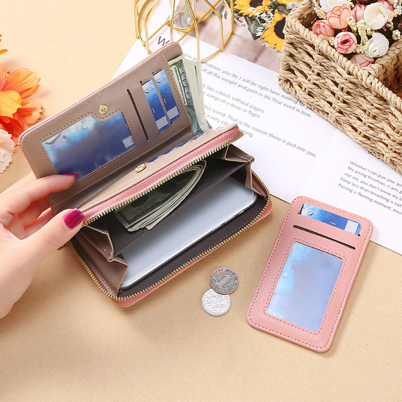 Coin Purse Smooth Zipper Press Button High Capacity Horizontal Multifunction Pocket Storage Delicate Sewing Long Fold Female Clutch Bag For Work_voghion.com