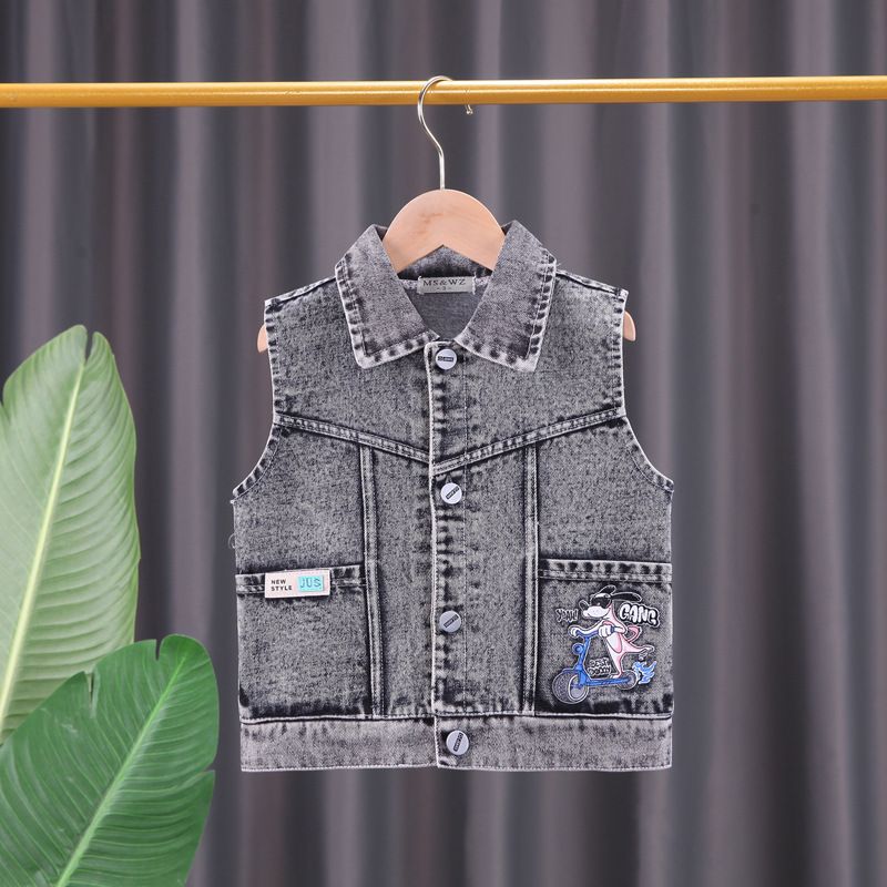Kinderkleidung Baby Jungen Herbstanzug 2024 neue Kinderkleidung hübscher Junge Frühling und Herbst Jeansweste dreiteiliger Anzug trendy_voghion.com
