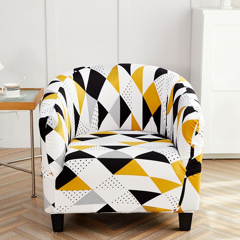 Elastic printed semicircular sofa cover Internet cafe sand coffee shop hotel leisure card seat all-inclusive single sofa chair cover_voghion.com