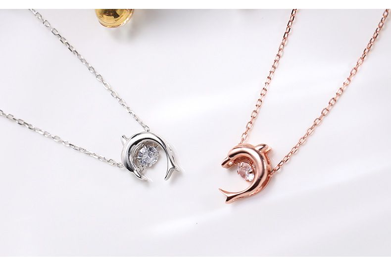Wanying Dynamische Delphin-Halskette S Reines Silber Koreanische Ausgabe Schmuck Springendes Herz Einfache Mode Internet Rot_voghion.com