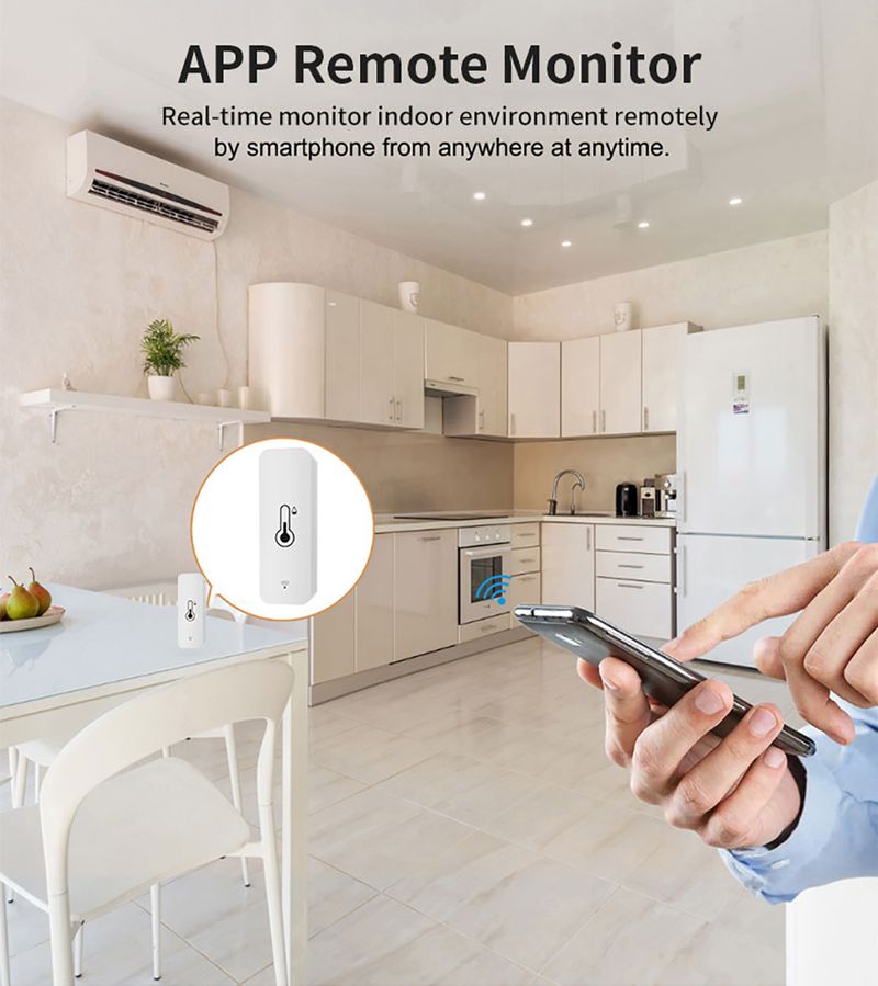 Sensore di temperatura e umidità Tuya WiFi SmartLife Remote Monitor per Smart Home Funziona con Alexa Google Assistant_voghion.com