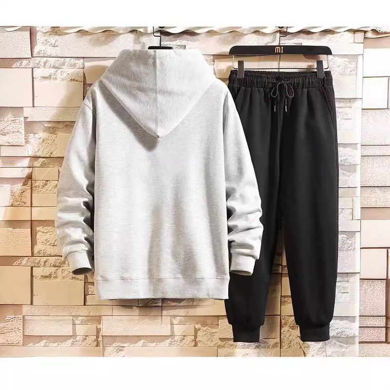 Spring Autumn fleece hoodie and pants men's set, casual sports hooded cardigan set_voghion.com