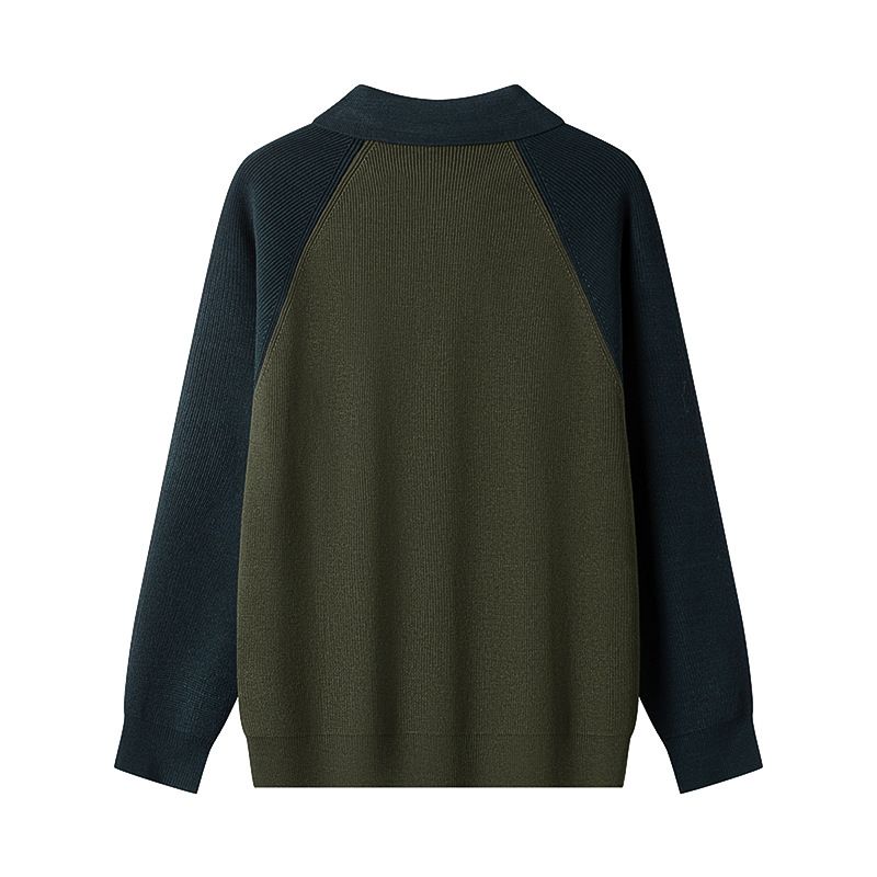 Korean Style Knitted Half Zip Pullover Men's New Autumn And Winter Raglan Sleeve Casual Loose Sweater_voghion.com