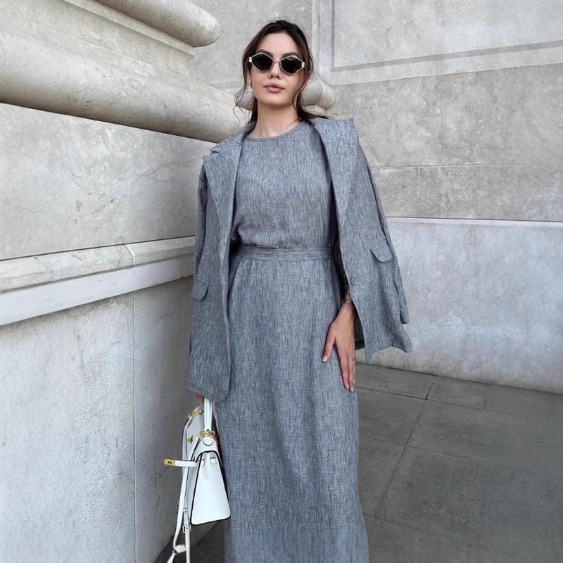 Dameskleding Lente en herfst Temperament High End Taille Mouwloze jurk Koude stijl Klein pak_voghion.com