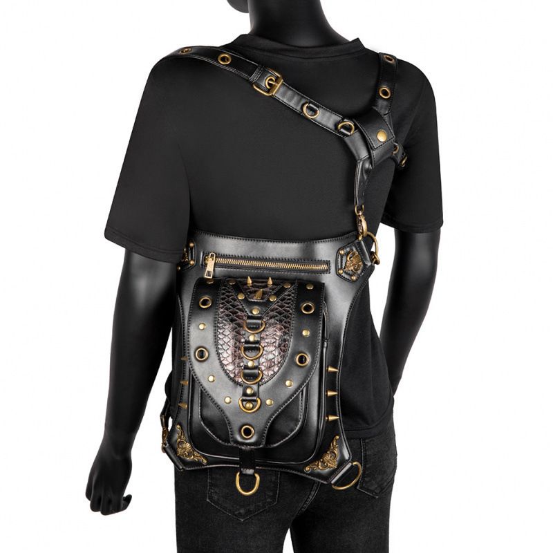Borsa a tracolla da motociclista steampunk piccola con catena da donna_voghion.com
