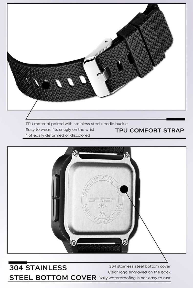 Men's And Women's Digital Sports Watch With Multi-Function, Waterproof, LED Display, Stopwatch, Alarm, Countdown, Dual Time, For Students And Outdoor_voghion.com