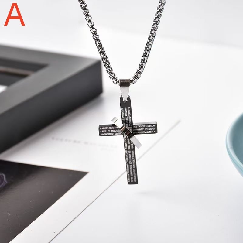 Bijoux de mode pour hommes et femmes rétro punk hip-hop créatif croix cercle collier pendentif_voghion.com