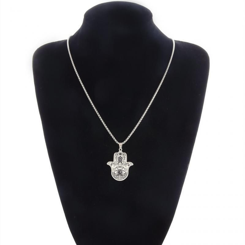 Collar de acero inoxidable con colgante de mano de Tima, espíritu y Qi, anticorrosión y anti-mal de ojo._voghion.com