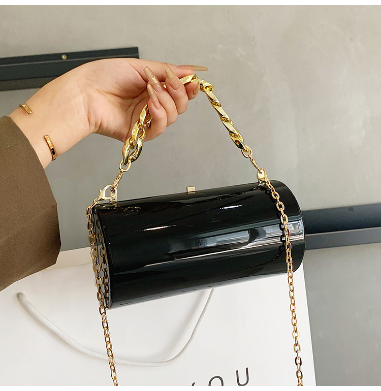 Fashionable acrylic mirror cydrical new chain mouth red candy color, temperament, dinner bag, crossbody box bag_voghion.com