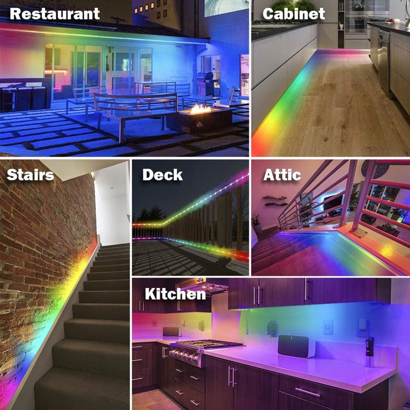 Bande lumineuse LED RVB 5 V avec 18 LED/m – SMD 5050, télécommande 28 touches et contrôle par application (Bluetooth), éclairage flexible DIY pour la maison, la scène et la décoration de fête._voghion.com