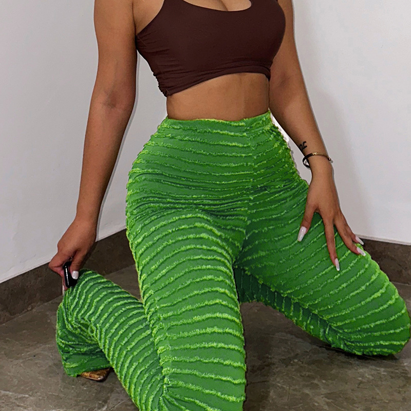 Dameskleding Gebreide Gestreepte Sexy Slanke Broek Kinder Lente Mode Hoge Taille Heup Lifting Hot Girl Casual Broek_voghion.com
