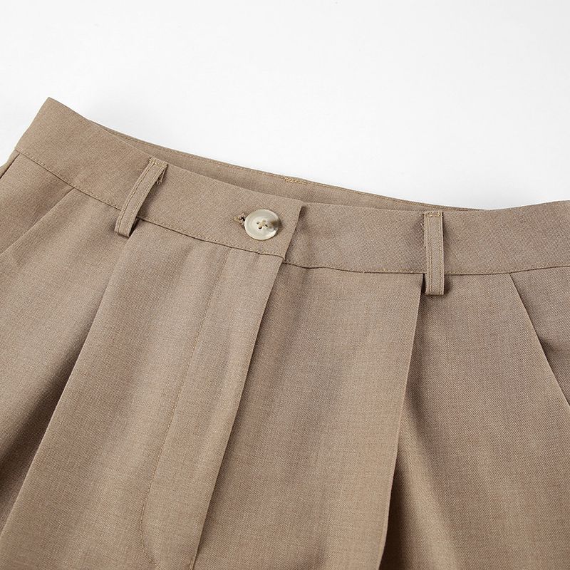 Grauer ärmelloser Westenanzug für Damen im minimalistischen Stil, modisches und vielseitiges zweiteiliges Damenset_voghion.com