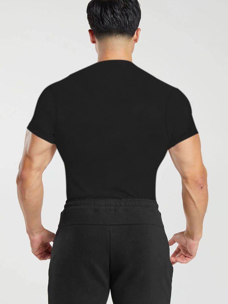 Maglietta da uomo a maniche corte con scollo tondo ad asciugatura rapida, abbigliamento da allenamento per basket, corsa, sport e fitness_voghion.com