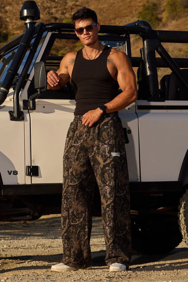 Meeste rõivad spordipüksid laiad jalad sirged vabaaja püksid fitness lahtised trükitud kamuflaaž jooksupükste mehed_voghion.com