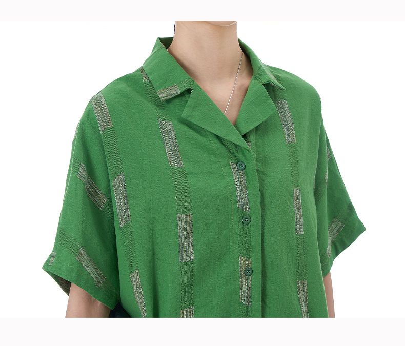 Chemisier ample à manches courtes et col brésilien pour femme, grande taille, été 2025, 68681_voghion.com