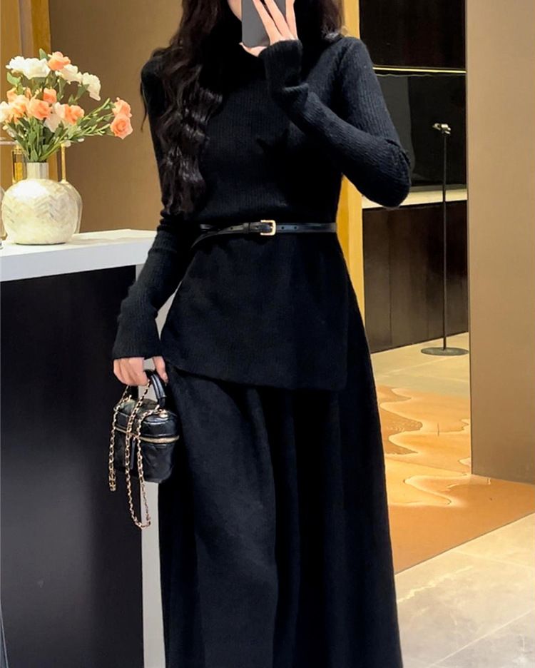 Completo da tre pezzi in maglia per donna, stile francese Hepburn, autunno inverno, nuovo abito di alta gamma_voghion.com