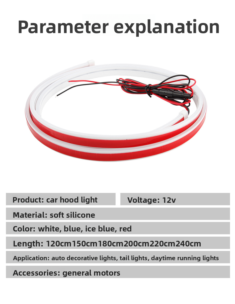 OKEEN Démarrer Scan à travers les feux de circulation diurnes Voiture Dynamique LED Super Lumineux Double Mode Capot Moteur Bande Lumineuse_voghion.com