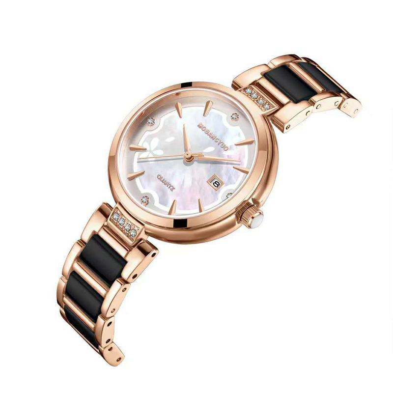 Orologio da donna con calendario e cintura impermeabile al quarzo minimalista in ceramica di nuova moda_voghion.com