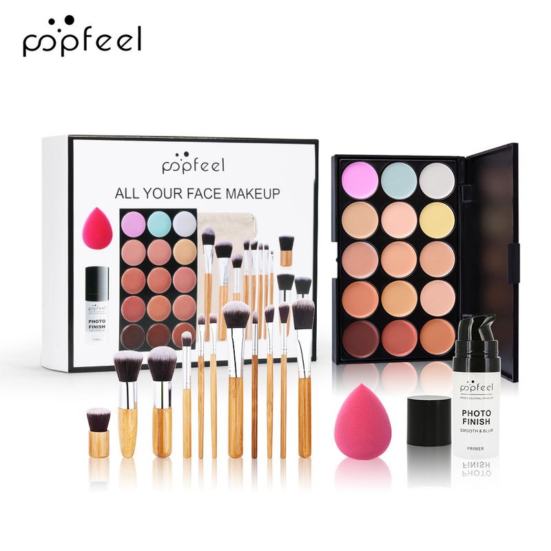 Make-up-Sets Hit Popfeel Make-up-Set Lidschatten Augenbrauenstift Mascara Eyeliner Augen Gesicht Set Kombination_voghion.com