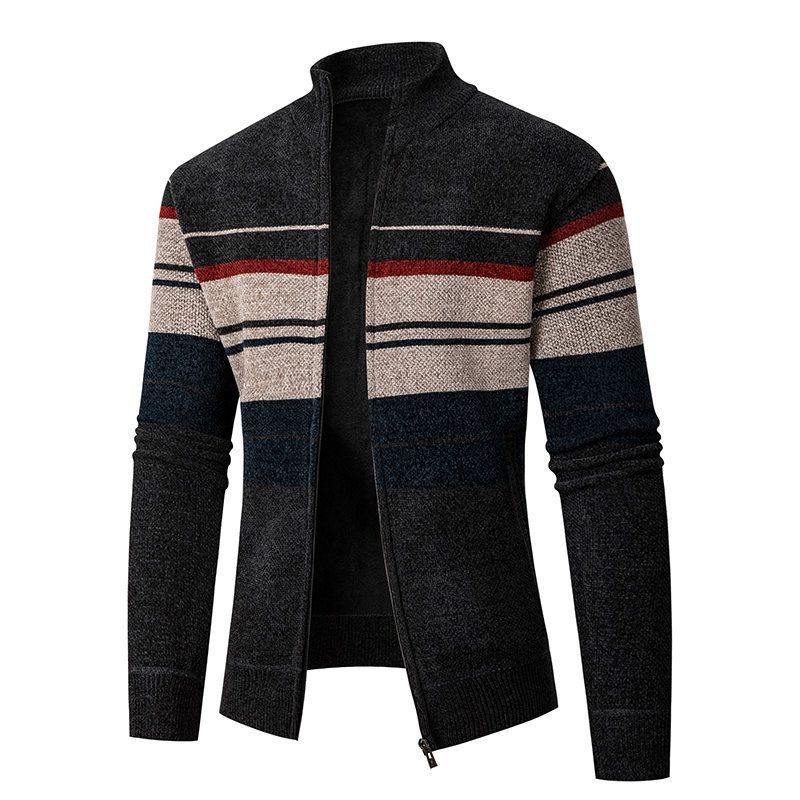 Herenkleding 2024 nieuwe oreign trade herfst en winter gebreide trui opstaande kraag vest heren trui grote maat plus fluwelen jas_voghion.com