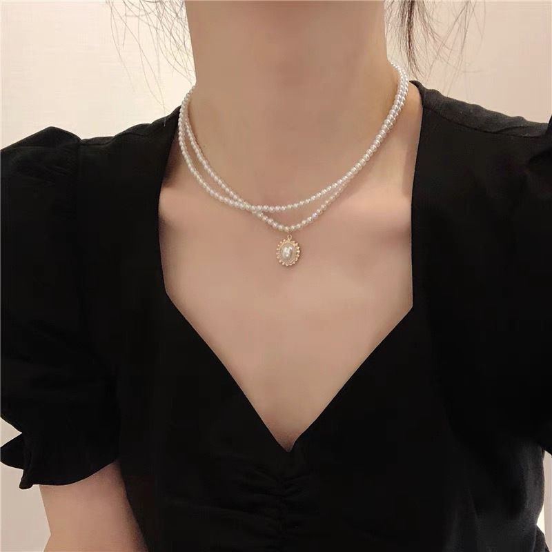 French Double-layer Pearl Necklace For Women, Light Luxury, Niche, High-end, Fashionable Accessories, Choker Neck,_voghion.com