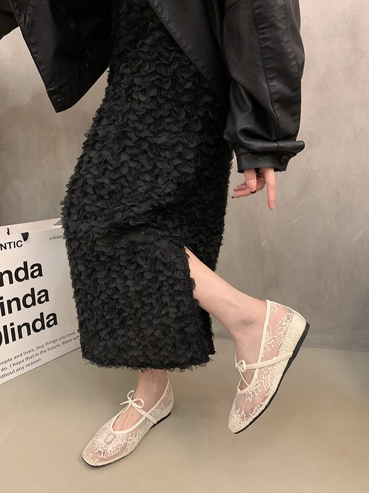 Hidden Wedge Bow Lace Mesh Single For Women 2025 Spring New Breathable Mary Jane Shoes_voghion.com