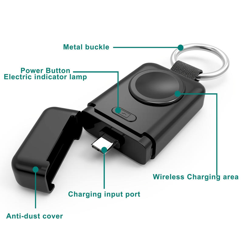 Hordozható vezeték nélküli töltő Apple Watchhoz, bővített verzió varázslótöltőhöz 1400 mAh Smart Keychain Power Bank,_voghion.com