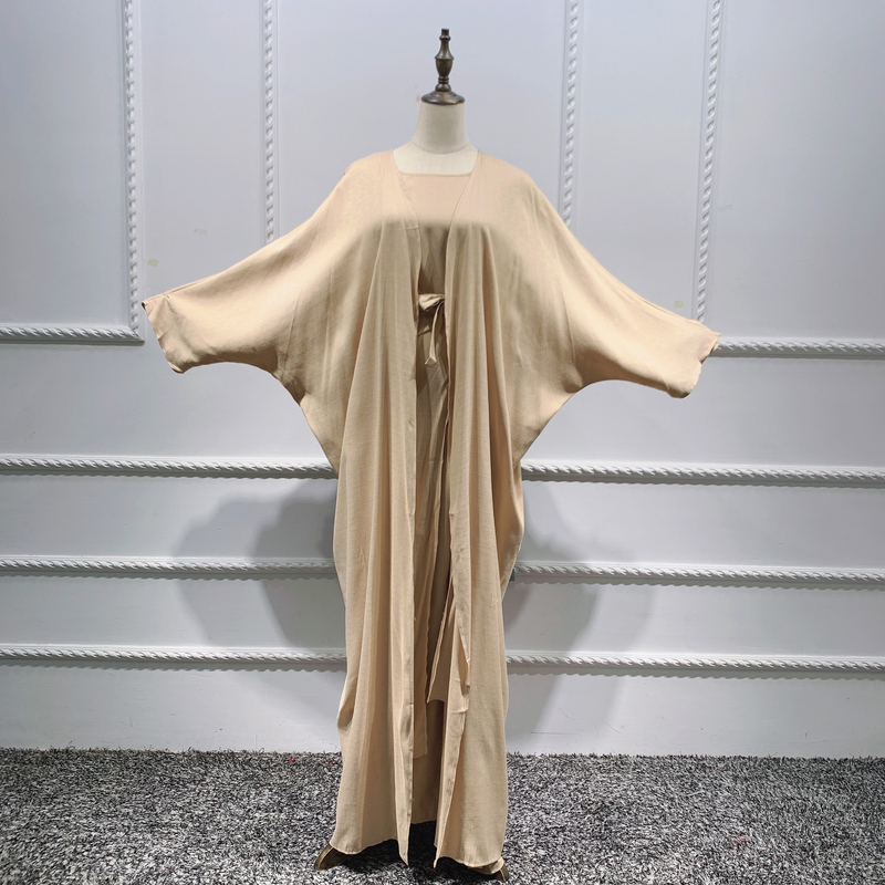 Women's clothing Muslim women's burqa Turkish cardigan robe solid color three-piece set muslim abaya_voghion.com
