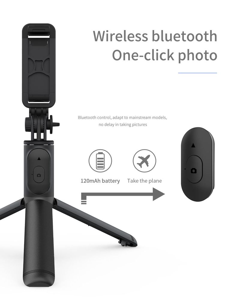 Trépied avec télécommande sans fil amovible, perche à selfie portable extensible 4 en 1 et voyage sur téléphone portable_voghion.com