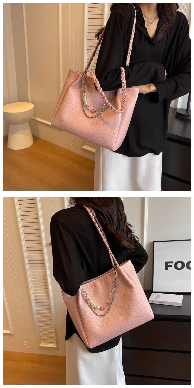 Sac à bandoulière multifonctionnel grande capacité pour femmes, nouvelle collection printemps-été 2025, avec chaîne, adapté aux étudiantes et aux déplacements en classe_voghion.com