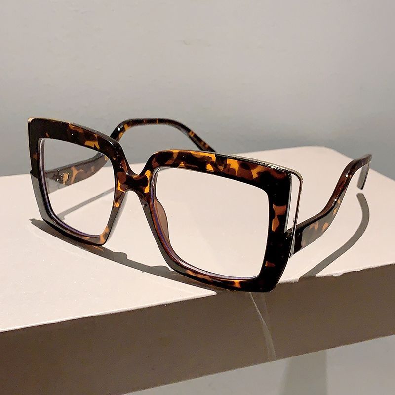 Occhiali da vista quadrati anti-blu con gambe curve, montatura grande, colorati, decorativi, piatti, per uomo e donna_voghion.com