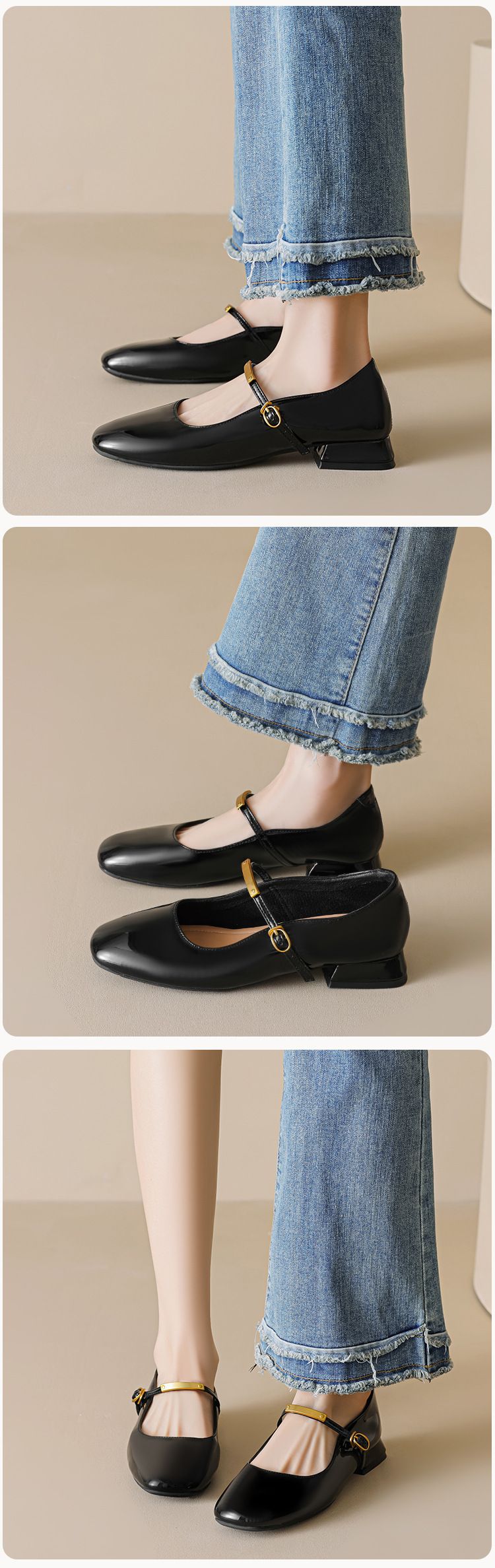 Rundkopf-Einzelschuhe für Damen, schöne französische leichte Mund-Dicke Ferse mit Mary Jane-Schuhen_voghion.com