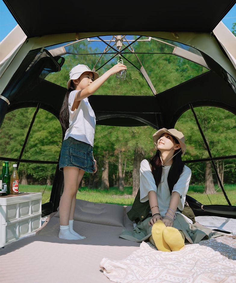 Zelt und 2-in-1-Outdoor-Camping-Übernachtungs-Regenschutz-Sonnenschutz, faltbar, tragbar, automatisches Außendach_voghion.com