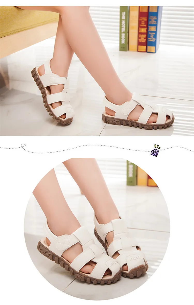Summer Children Shoes Closed Toe Toddler Boys Leather Cut-outs Breathable Beach Sandalia Infantil Kids Sandals Comfort_voghion.com