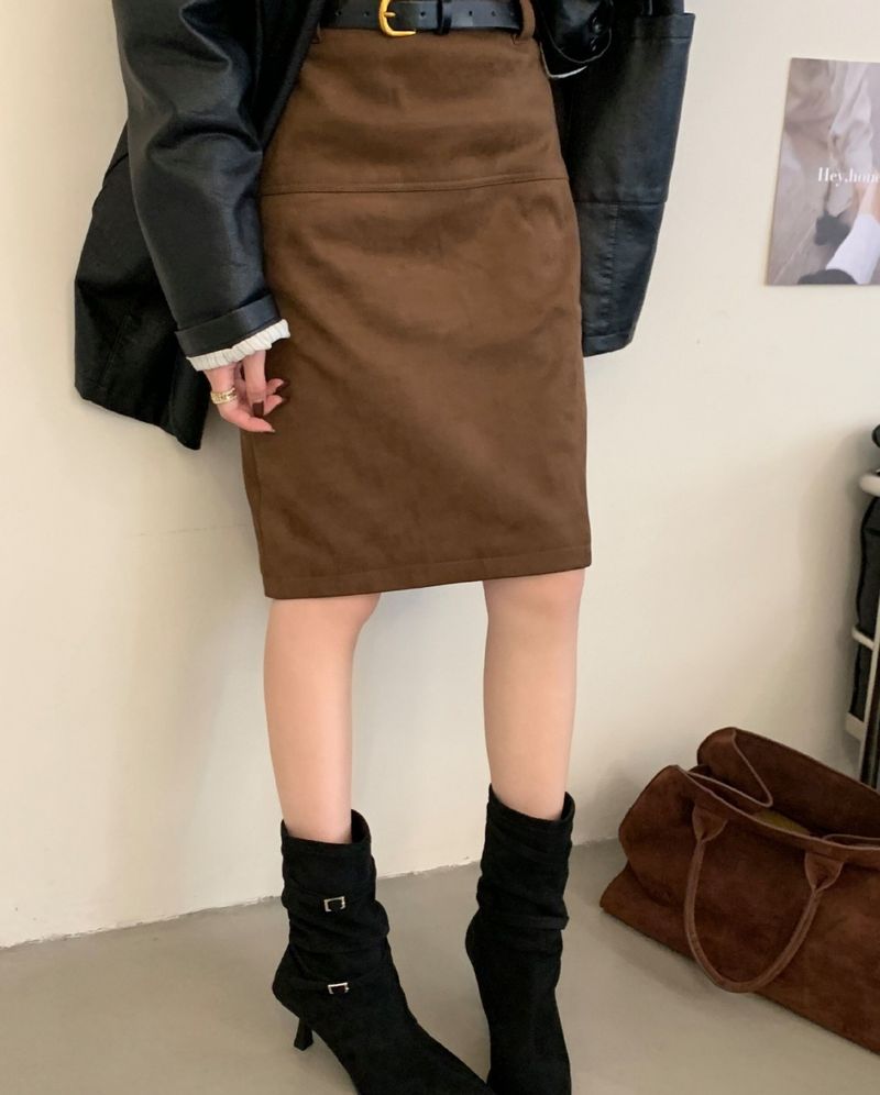 Bottines à talons aiguilles et bout pointu pour femmes - Bottes mi-mollet en daim coupe slim avec boucle - Bottes courtes skinny à talons hauts pour femmes_voghion.com