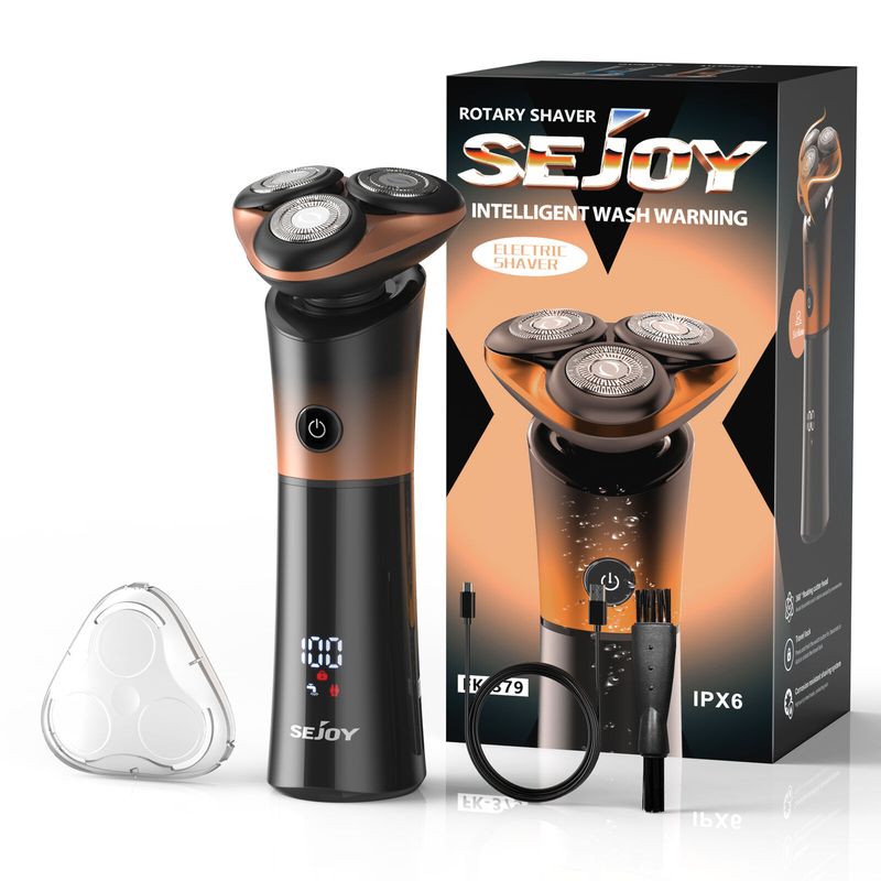 SEJOY Elektrorasierer für Männer, Nass- und Trockenrasierer, kabelloser Rotationsrasierer, Bartschneider_voghion.com