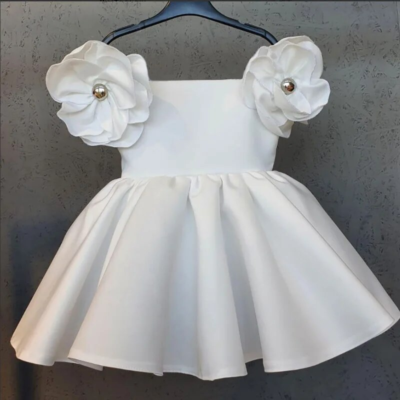 1 2 3 4 5 6 jaar Baby Meisjes Jurk Zomer Dubbele Schouder Bloemen Goud Jacquard Prinses Jurk Verjaardagsfeestje geschenken Kinderkleding_voghion.com