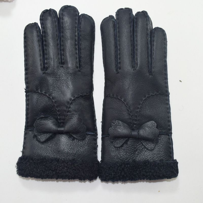 Schaffell Wolle Integrierte Handschuh Frauen Winter Fahion Schmetterling Echtes Leder Outdoor Warm Verdickt Radfahren_voghion.com