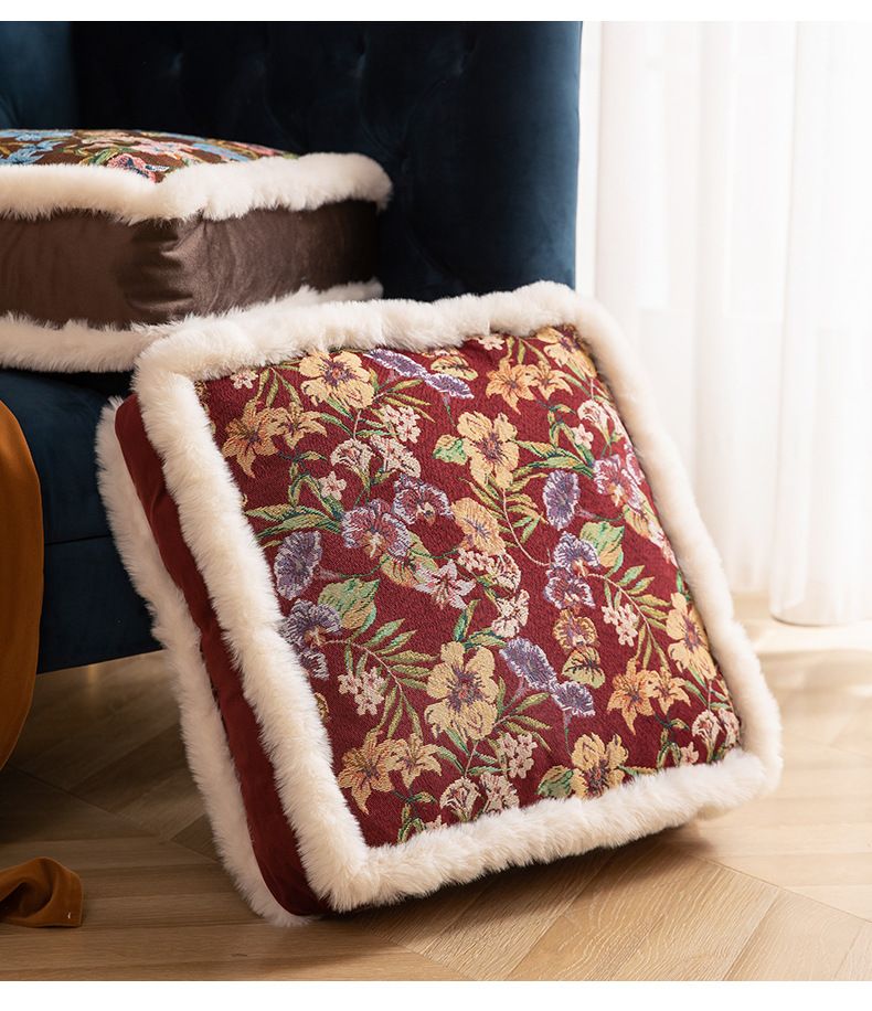 Cuscino da pavimento floreale – Spesso cuscino quadrato per seduta (45x45 cm, imbottito in cotone PP, opzioni multicolore, per uso interno/esterno)_voghion.com
