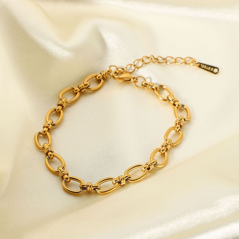 Narrow Chain Cross Buckle On The Internet, Same Style Gold-plated Stainless Steel Fashionable Women's Popular Bracelet_voghion.com