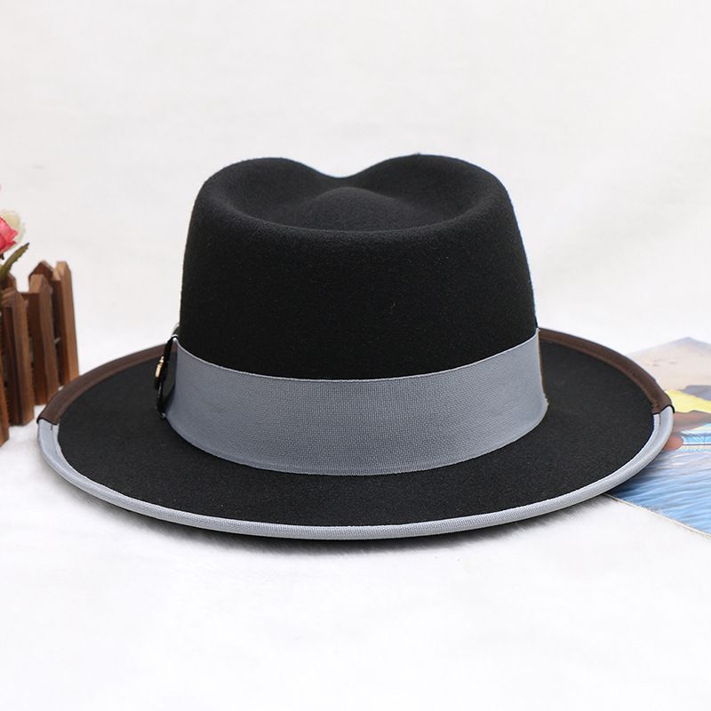 Męski i damski wełniany kapelusz jazzowy w stylu vintage, filcowy kapelusz w stylu brytyjskim, jesienno-zimowy_voghion.com