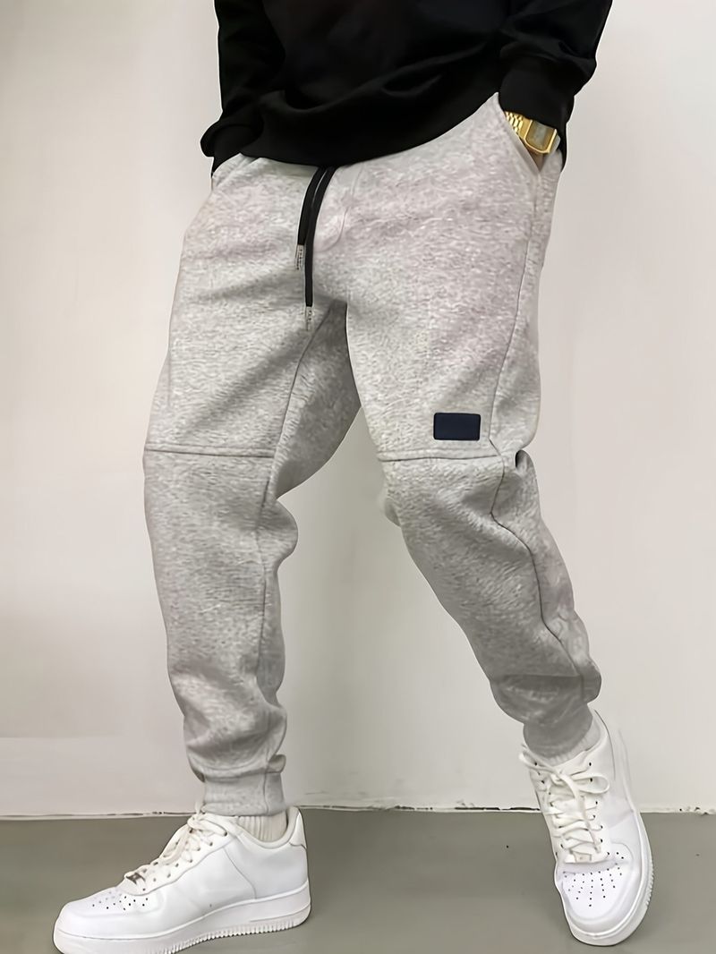 Pantalon de jogging décontracté uni pour homme – Pantalon de survêtement style rétro à revers élastiques pour une mode urbaine (plusieurs couleurs et tailles)_voghion.com