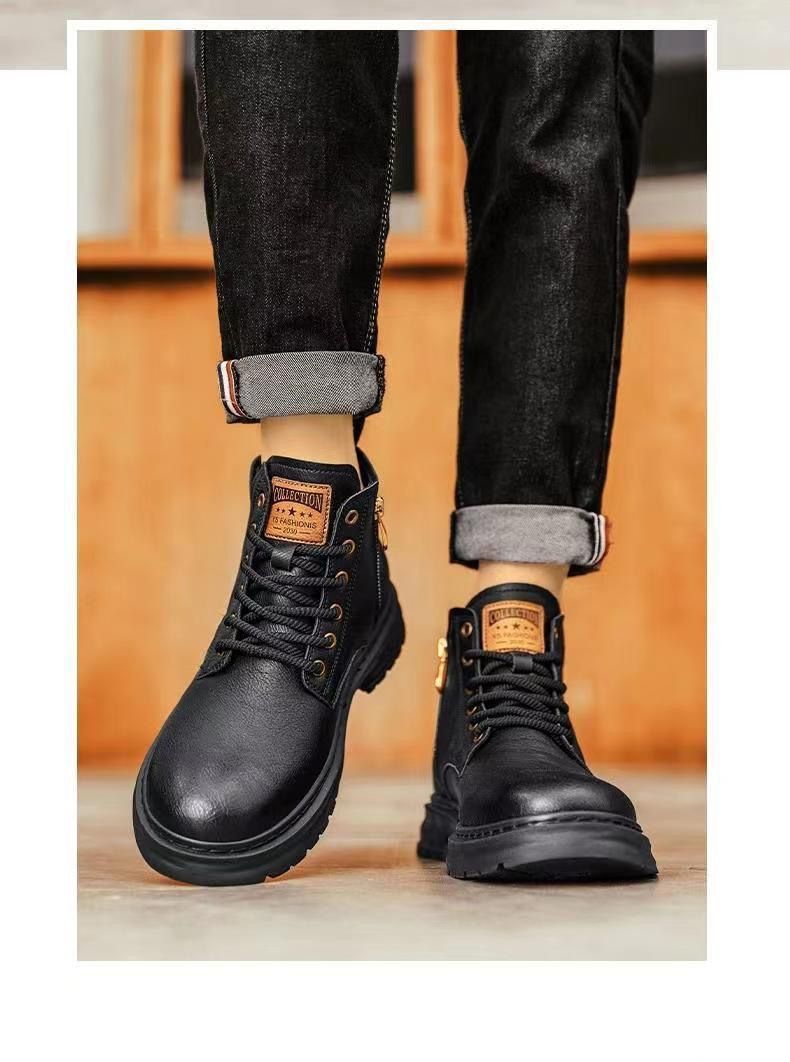 Glide Herbst/Winter 2024 Neue Saison Martin Arbeitsstiefel Retro Britische Herren Warme Fleece Trendige Mode Freizeitschuhe_voghion.com
